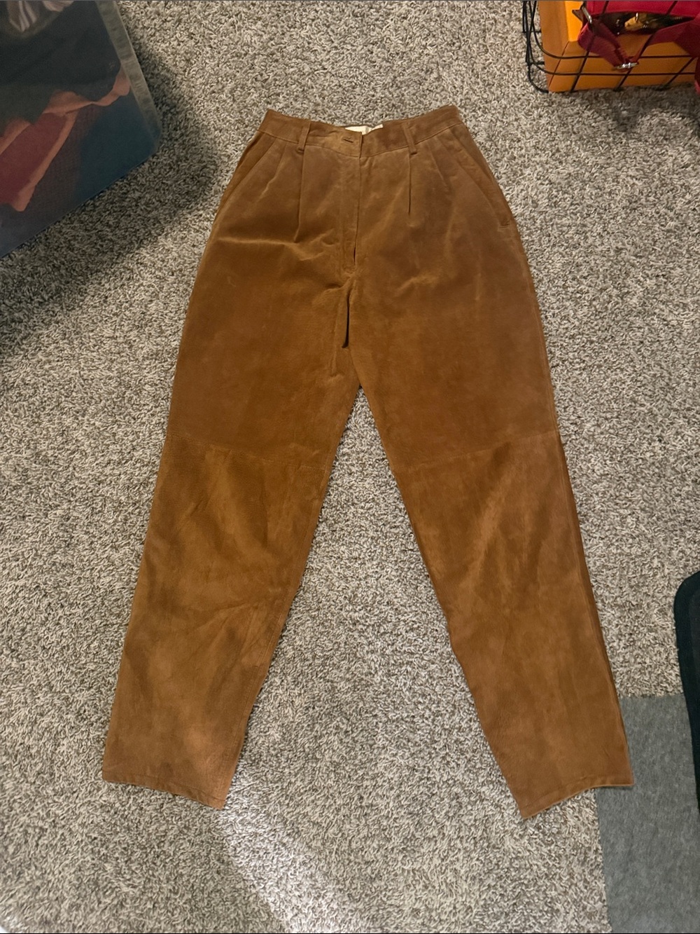 High-Rise Corduroy Tapered Pants — Chestnut